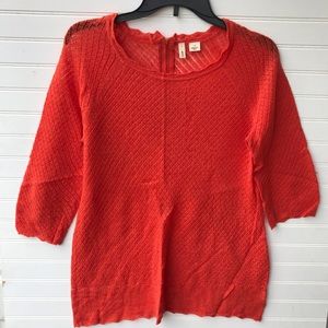 Moth Anthropologie Sheer Knit 🧶 Top Burnt Orange